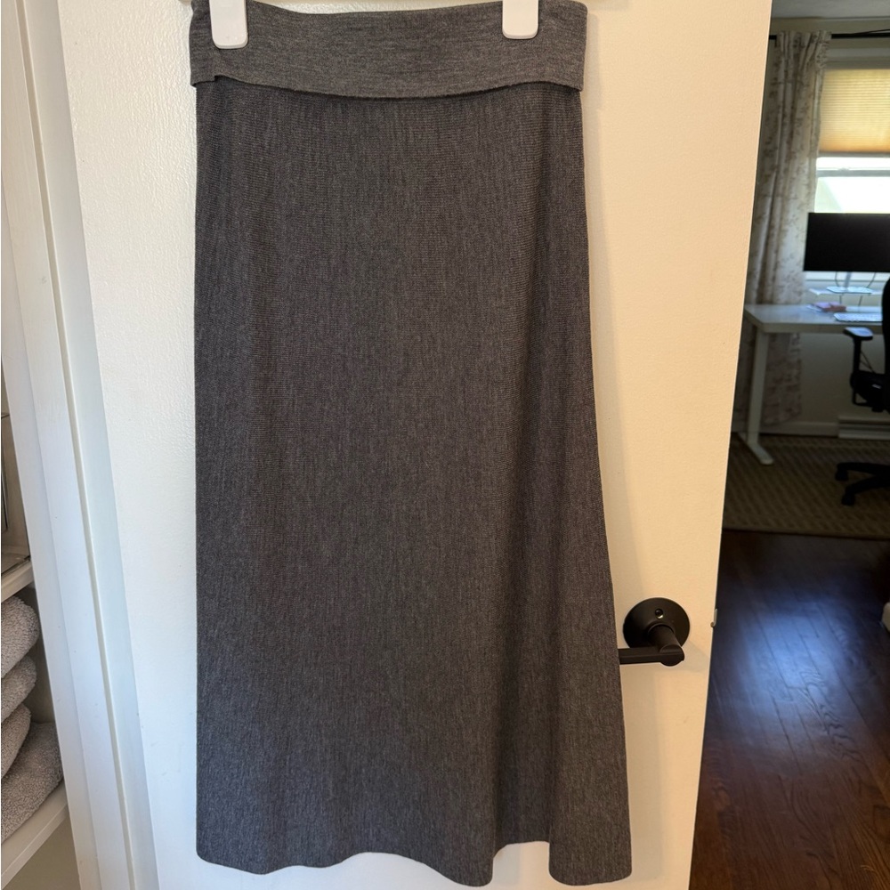 J. Crew Gray Fold-Over Waist Knit Maxi Skirt
